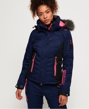 Superdry Luxe Snow Puffer Női Kabát Sötétkék | CEALH2697